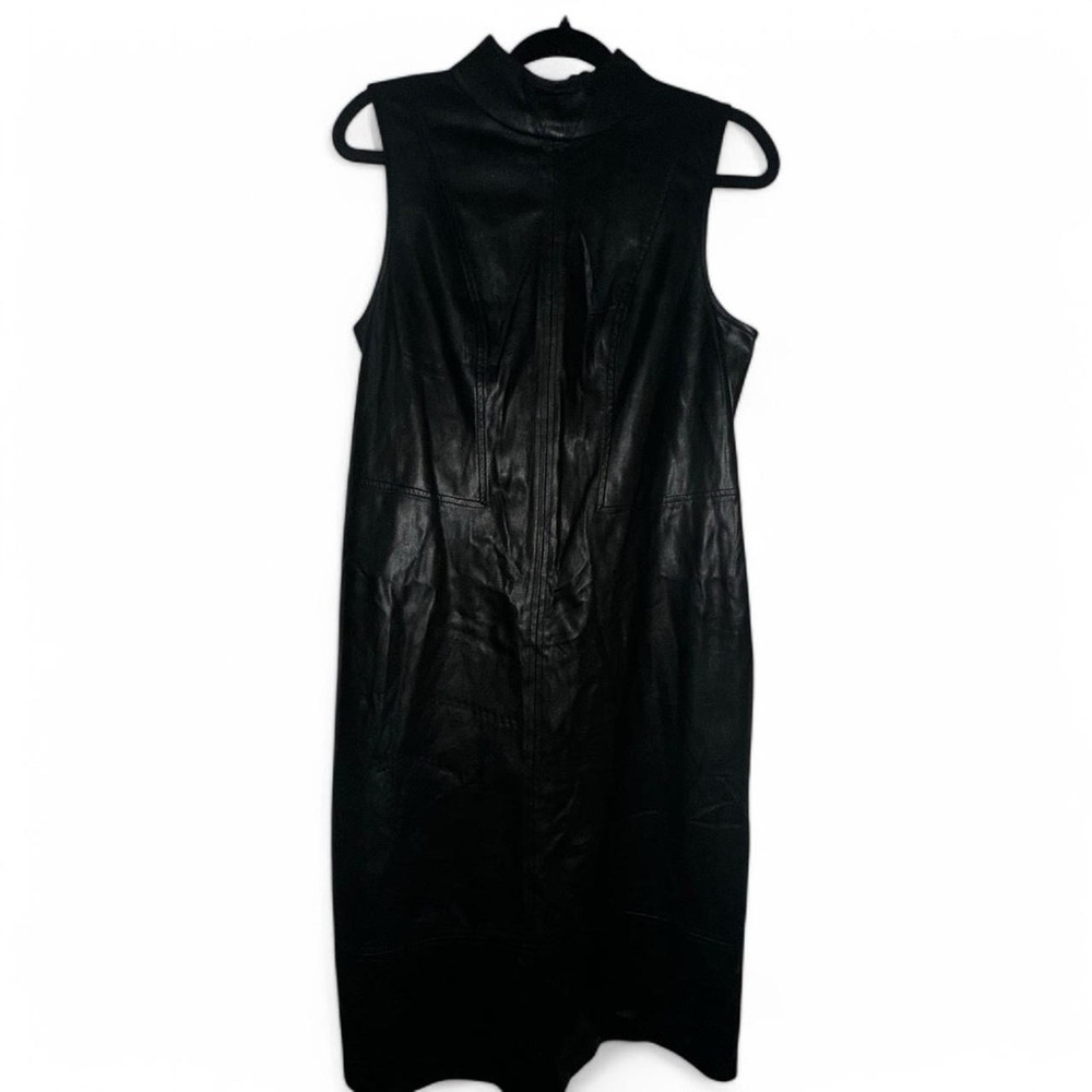 Elegant Black leather Sleeveless Dress